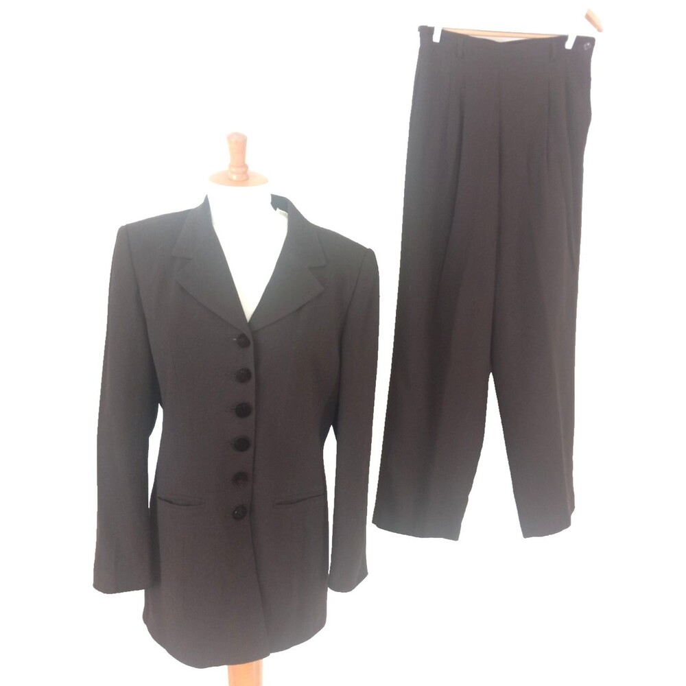 Russ Liz Claiborne Rich Brown Wool Crepe Pants Suit Size 12